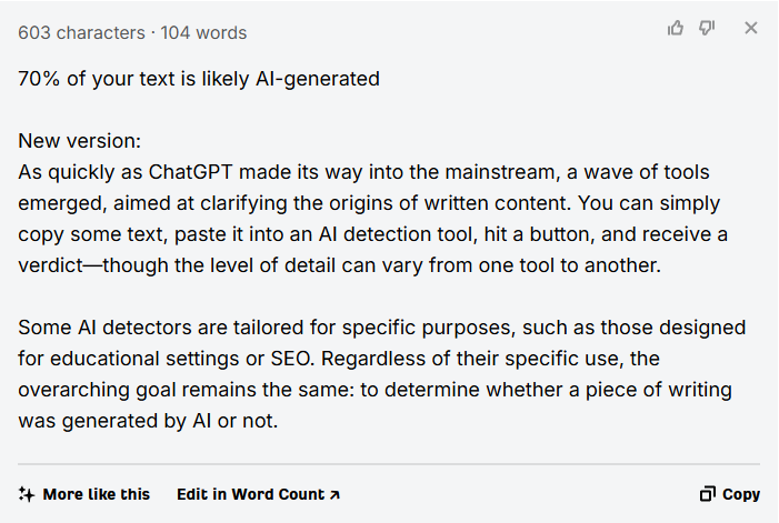 how ai detectors work screenshot